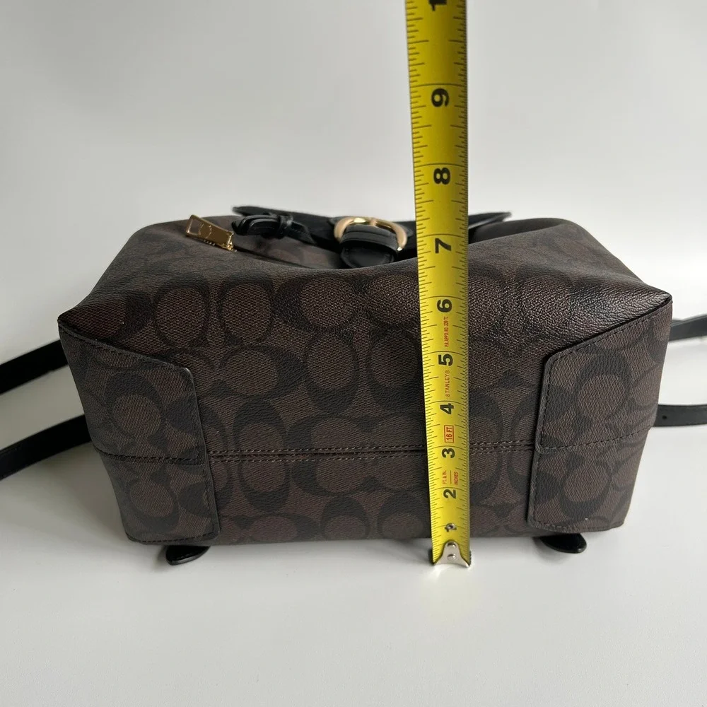Coach Kleo Backpack Brown Black Signature Canvas Suede C5648 Excellent